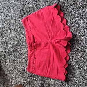 J. Crew Red Scalloped Hem Shorts Sz 6